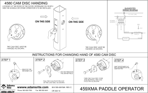 Adams Rite 80 0180 4591MA_C 459XMA Paddle Operator Installation