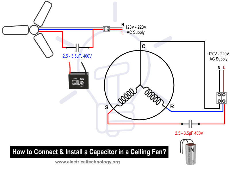 4 Wire Ceiling Fan Capacitor Wiring Diagram