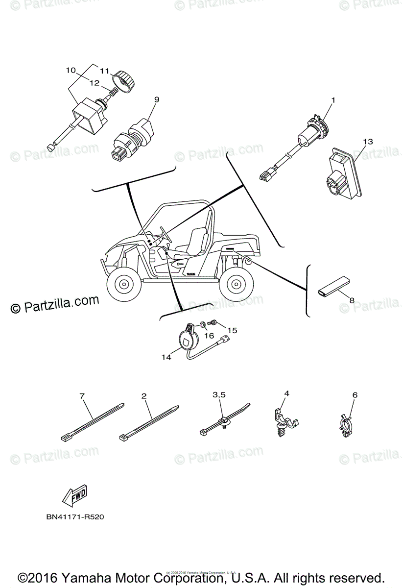 Yamaha Side by Side 2016 OEM Parts Diagram for Electrical 2
