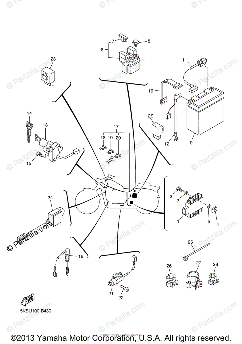 Yamaha Motorcycle 2003 OEM Parts Diagram for Electrical 2