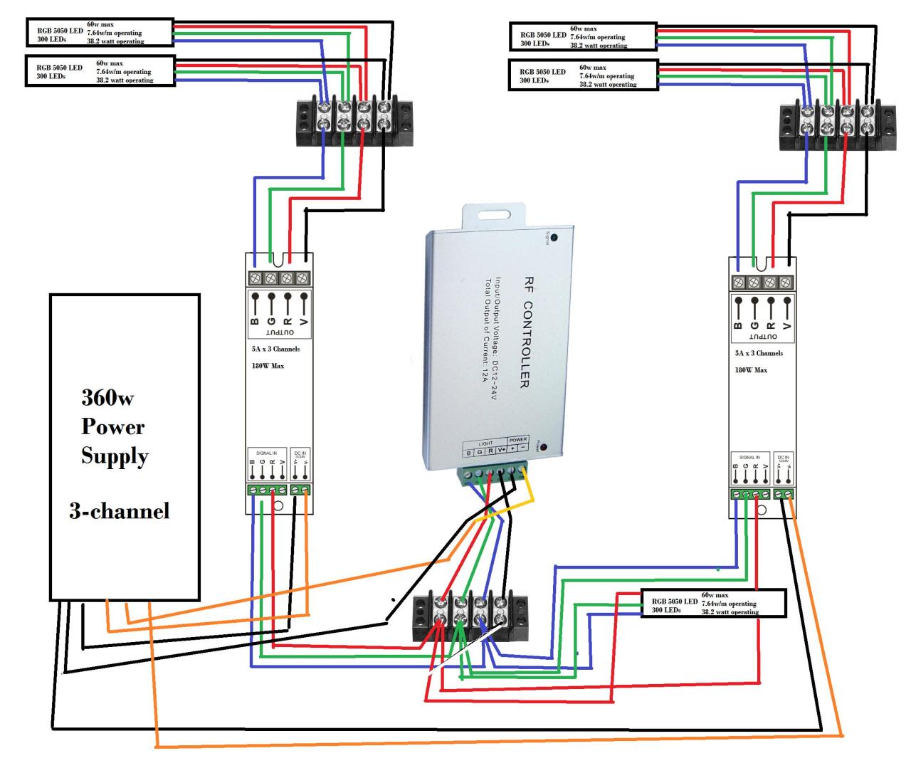 led strip Multiple LED's, one controller, diagram included