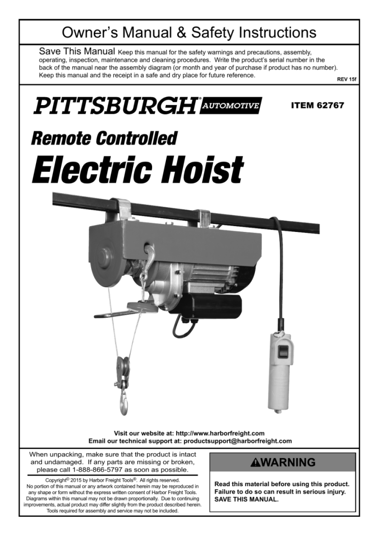 Pittsburgh Electric Hoist Wiring Diagram
