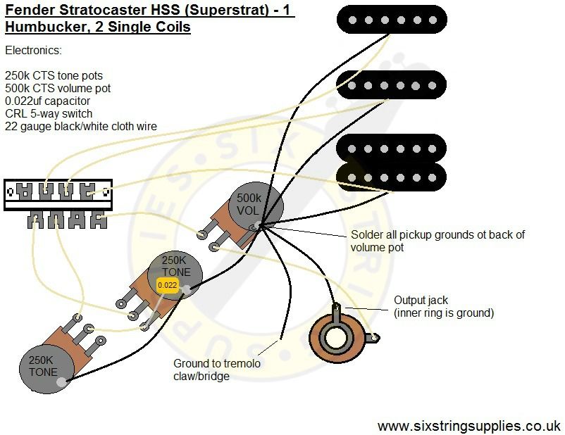 Super Strat Wiring Diagram (Humbucker, 2 Single Coils) Guitar diy