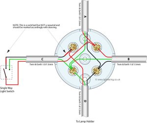Junction box wiring for looped radial lighting circuit Light switch