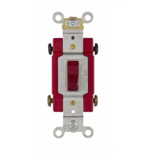 Eaton Wiring 20 Amp Toggle Switch, DoublePole, Pilot Lighted, Red