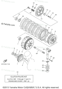 Yamaha Motorcycle 2005 OEM Parts Diagram for Clutch