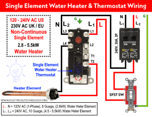 How to Wire Single Element Water Heater and Thermostat?
