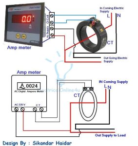 Digital Ammeter Wiring With Current Transformer CT Coil