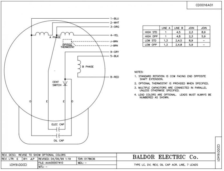 Baldor Reliance Industrial Motor Wiring Diagram