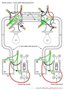 house wiring diagram, Sb2 3 Way Switch 2 Lights Wiring Diagram With