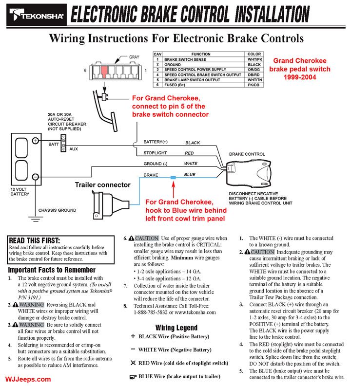 tekonsha electric trailer brakes wiring diagram