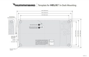 Dimensions and flush mount diagram Humminbird Helix 7 G3 and G3N