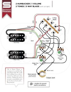 How should I wire 2 humbuckers to a fiveway switch with 2 tone knobs