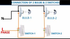 Two Bulbs & Two Switches connection. Connection of 2 Bulbs & 2 Switches
