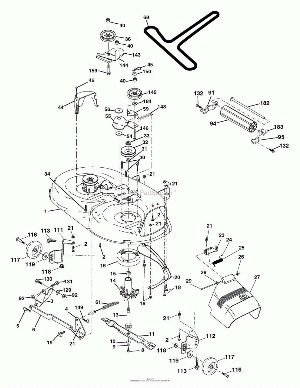 Husqvarna YTH 18542 (96013000200) (200411) Parts Diagram for Mower Deck