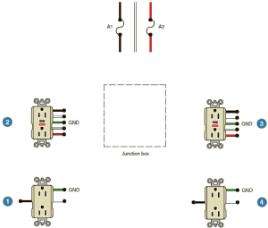 Complete the wiring diagram, connecting feedthrough GFCI 2 to also