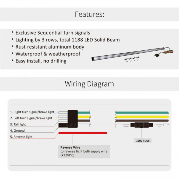 Redline Triple Led Tailgate Light Bar Wiring Diagram