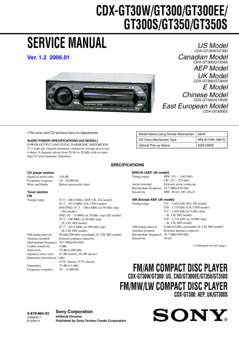 Sony Cdx Gt260 Wiring Diagram
