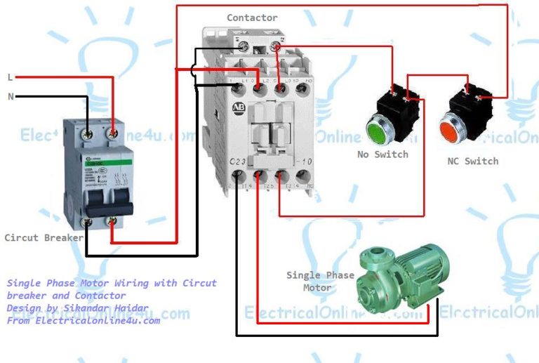 Single Phase Motor Contactor Wiring Diagram