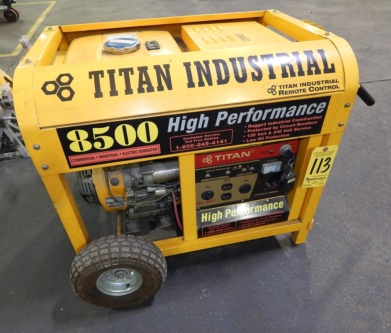 Titan Model 8500 Gas Powered Generator, Electric Start