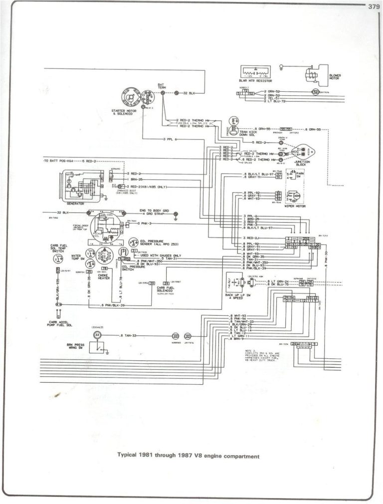 73-87 Chevy Truck Instrument Cluster Wiring Diagram