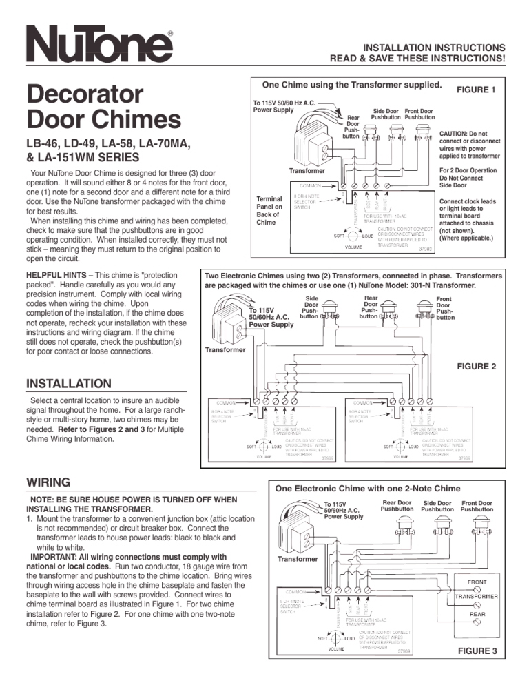Broan Nutone Doorbell Wiring Diagram