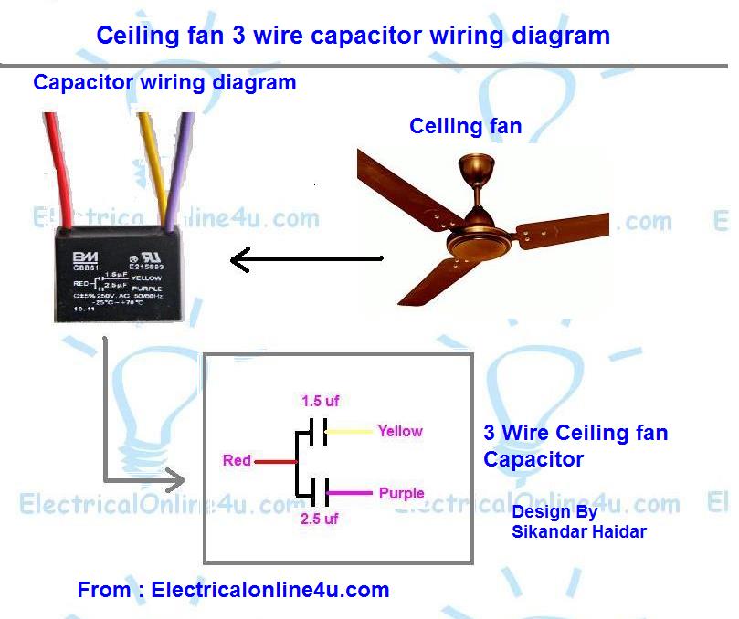 Ceiling Fan 3 Wire Capacitor Wiring Diagram Electrical Online 4u