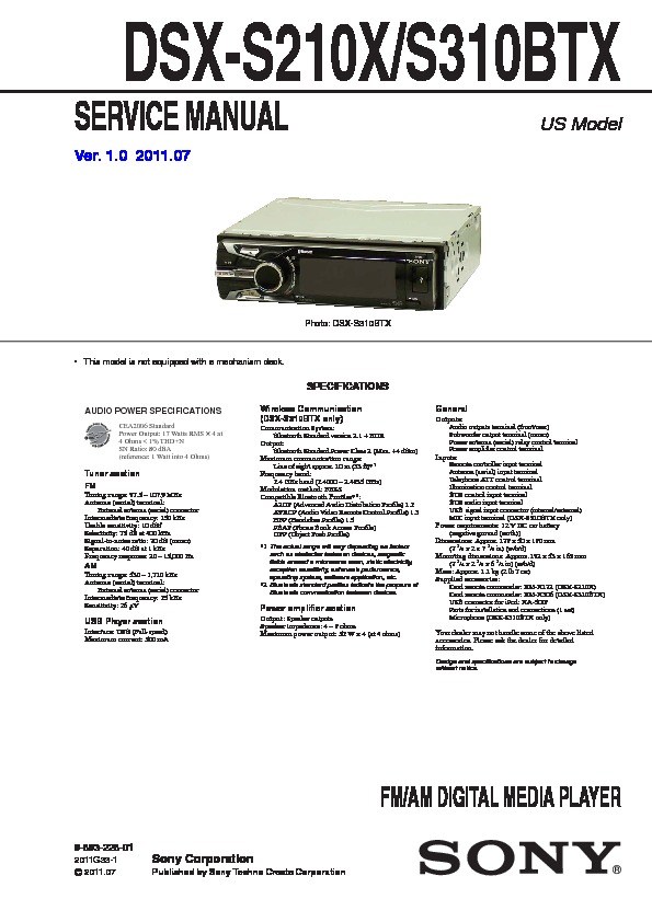 Sony Dsx S310Btx Wiring Diagram