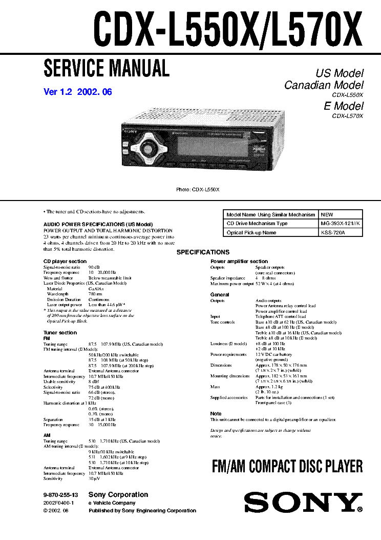 Sony Cdx L550X Wiring Diagram